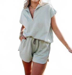 NEW KATYDID two piece scuba short set in seafoam
